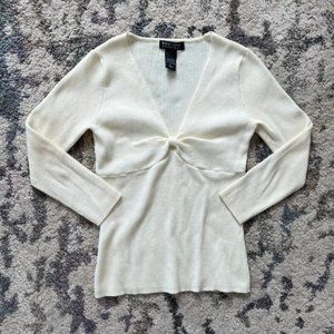 White Ribbed Long Sleeve